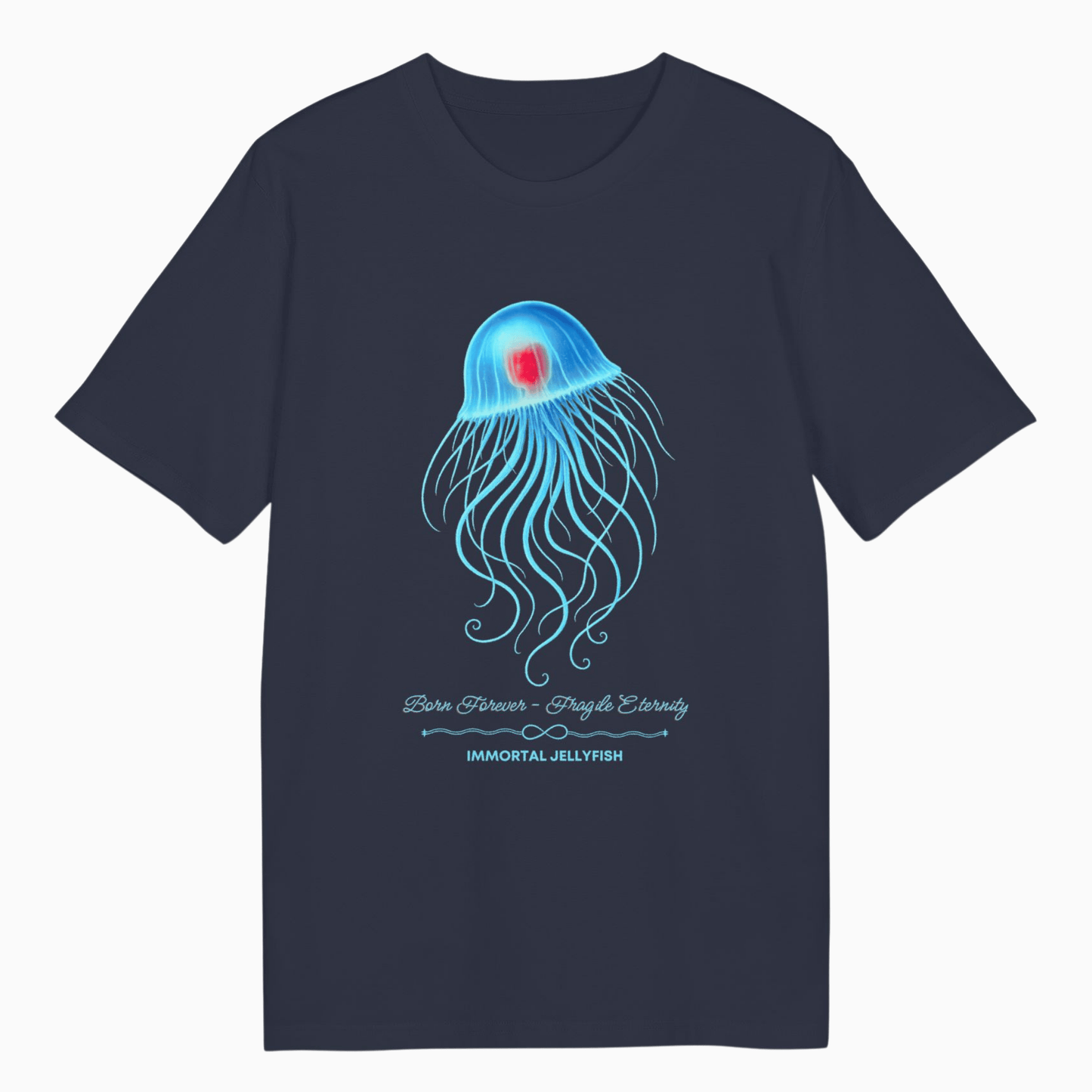 French Navy Unisex T-Shirt featuring Immortal Jellyfish design by seablub
