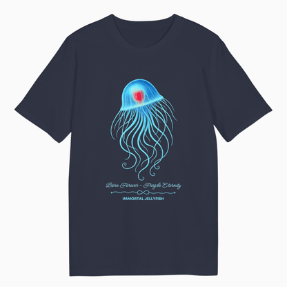 French Navy Unisex T-Shirt featuring Immortal Jellyfish design by seablub