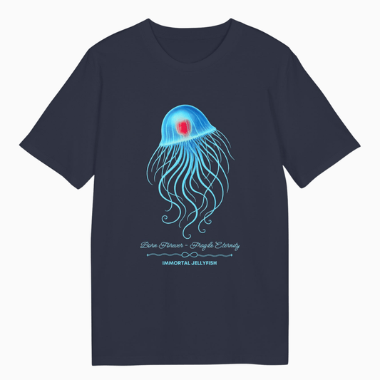 French Navy Unisex T-Shirt featuring Immortal Jellyfish design by seablub
